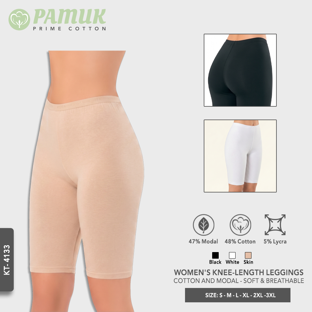 WOMEN'S KNEE-LENGTH LEGGINGS - COTTON AND MODAL - SOFT & BREATHABLE (KT-4133)