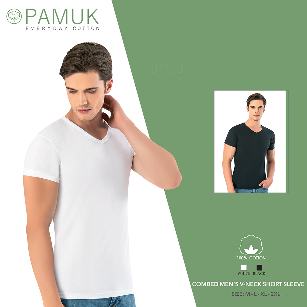 COMBED MEN'S V-NECK SHORT SLEEVE